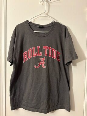 Hanes Gray Tee with Red and White Block Lettering